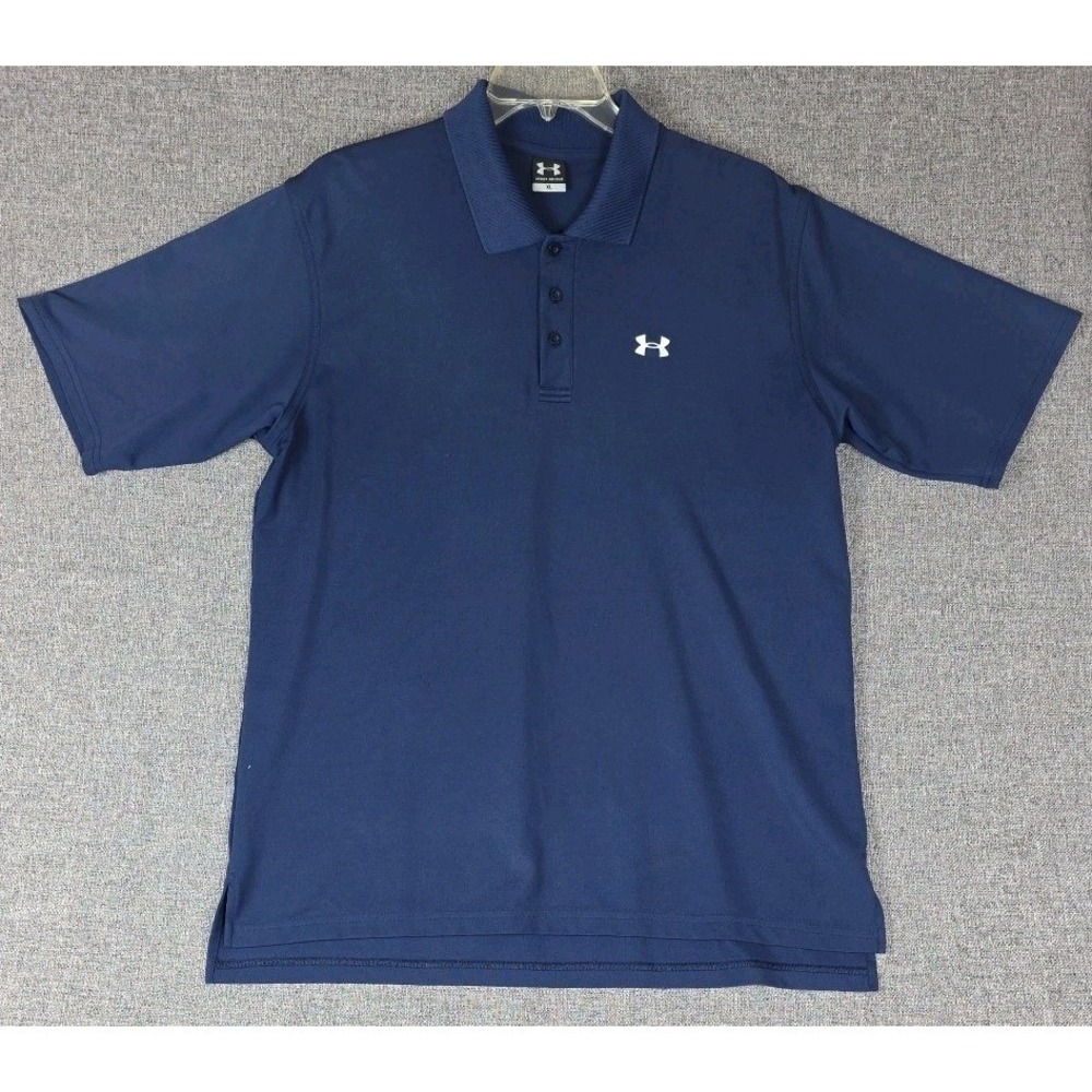 Under Armour Button Polo Shirt Mens XL Navy Blue Collared